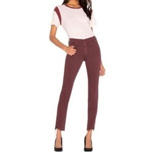 MOTHER The Rascal Ankle Step Fray Jeans Birds of a Feather 25 Burgundy Raw Hem